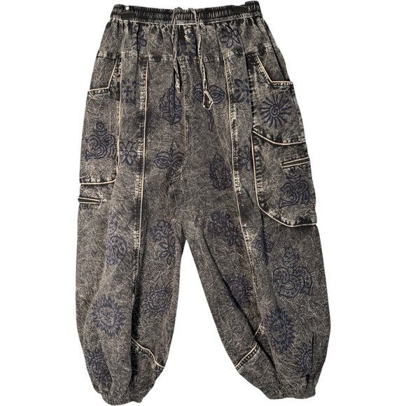 Ark Imports 100% Cotton Patterned Faded Wide Leg Harem Pants Hippie Boho M/L - Picture 2 of 6